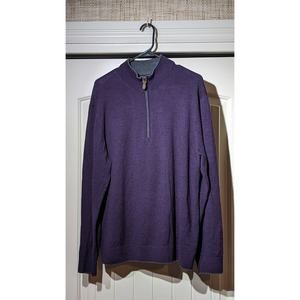 Raffi The Palmer Wineberry Merino Quarter Zip Mock Neck Sweater Mens Sz XL